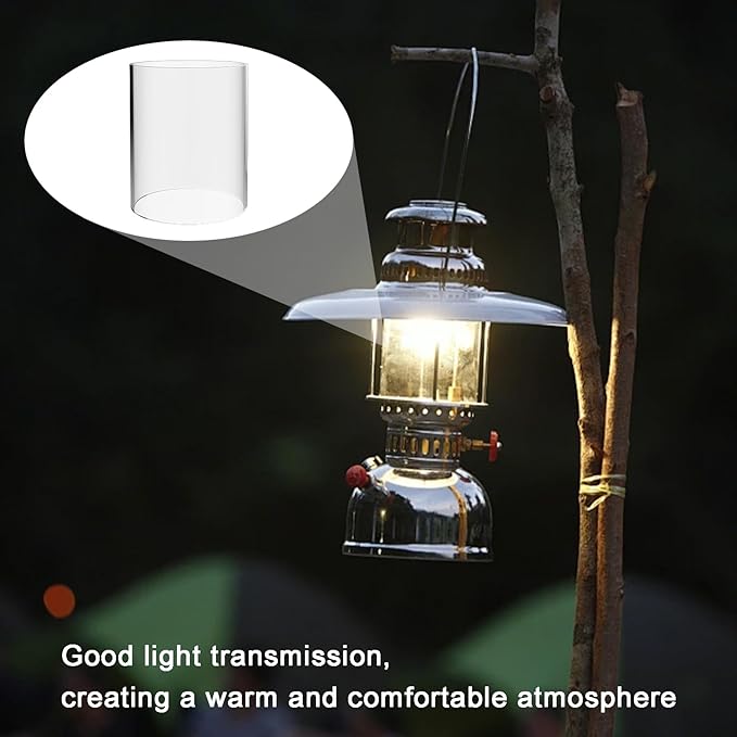 Heliltd 10 Pcs U Shape Lantern Mantles with Lantern Globes Replacement Glass Standard Cylindrical Lamp Shade Gas Lamp Mantles Outdoor for Outdoor Camping Light Kerosene Lamp Propane Lamp
