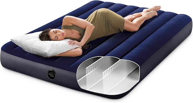 Intex 64758E Dura-Beam Standard Downy Air Mattress: Fiber-Tech, Full Size, 10in Bed Height, 600lb Weight Capacity, Pump Sold Separately