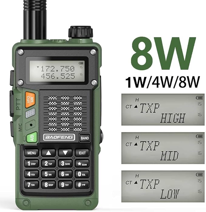 Baofeng Radio Ham Radio Handheld UV-S9 Pro 8W High Power Portable Long Range Two Way Radio with Battery and USB Charger Cable Upgrade of UV-5R Walkie Talkies (Green)