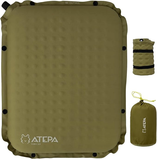 ATEPA Inflatable Stadium Seat Cushion, Self-Inflating Memory Foam Stadium Seats Camping Accessories Chair Pad for Outdoor Airplane Travel Bleacher Patio Backpacking