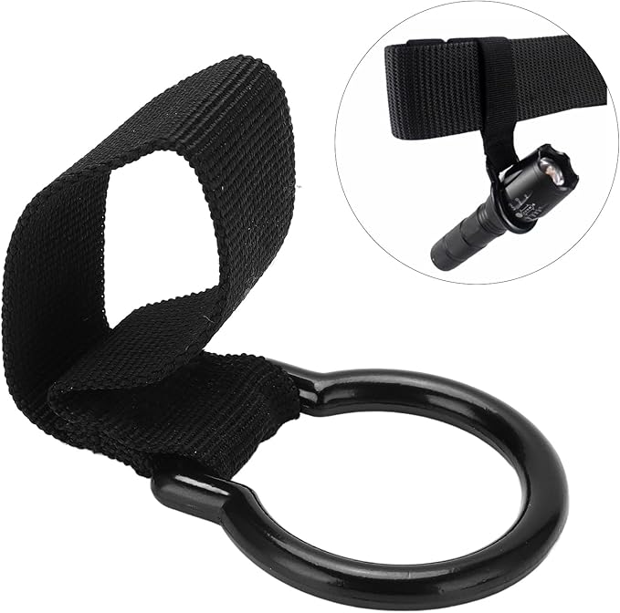 Flashlight Holder Nylon Flashlight Metal Ring Support Detachable Outdoor Torch Ring Holder Be Connected to the Vest All Molle Systems and Belts to Use for Camping