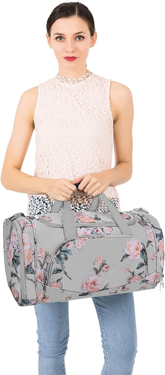 MOSISO Sports Duffel Peony Gym Bag with Shoe Compartment for Men/Women Dance Travel Weekender