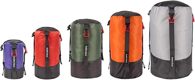 Ultra-Light Compression Stuff Sack, 70D Nylon Sleeping Bag Stuff Sack 1L/5L/7L/17L/25L Compression Bag Space Saving Gear for Camping Hiking Backpacking