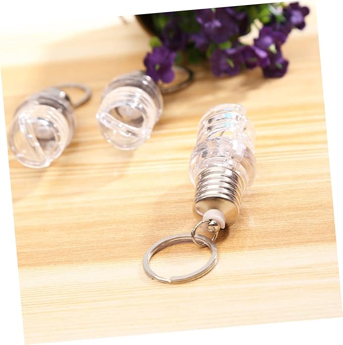 STOBOK 10pcs Spiral Light Bulbs Flashlight Keychain Mini Flashlight Keychain Light Lamp Keychain for Kids Adults Hiking Camping Party Favors Goody Bag Fillers Prizes