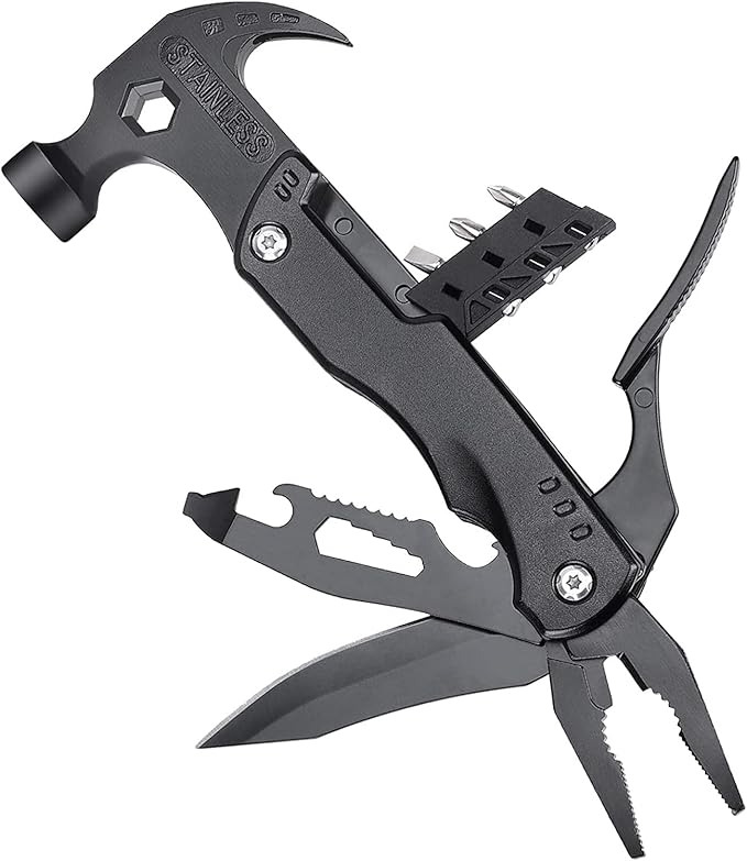 1X Survival Tools Gadgets Multitool Hammer, Father's Day Gifts Birthday Present for Men Dad Boy Grandpa, 14 in 1 DIY Survival Gadget Kit Tool Camping Backpacking Accessories