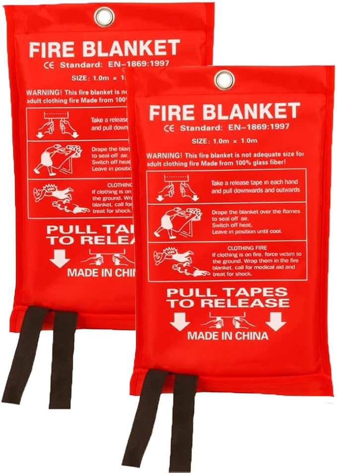 2 Pcs Emergency Fire Blankets for Home and Kitchen - Fire Safety Blanket Heat-Resistant - Fire Cloth for Camping, Outdoor, Vehicle 40x40 Inches