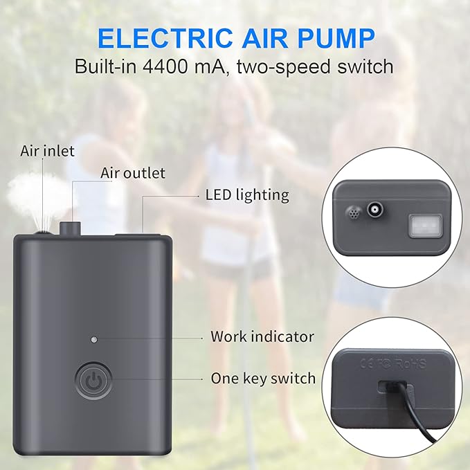 Portable camping shower, 5gallons/20 liters rechargeable air pump outdoor electric camping shower, 8 spray modes, solar heating black PVC airbag, built-in thermometer, beach, camping, hiking