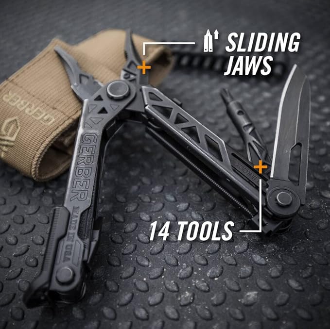 Gerber Gear Center-Drive Multitool - Needle-Nose Pliers, 3.25" Blade & Center-Axis Bit Driver, Magnetic Flathead, Phillips Bits, Sheath - Made in USA
