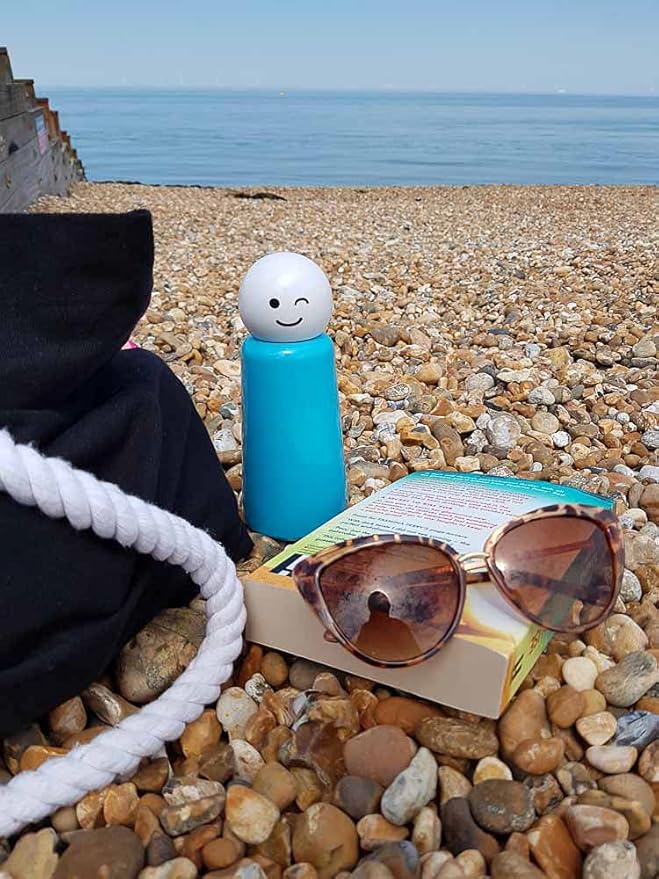 Stainless Steel Water Bottle | 300ml Insulated Water Bottle BPA Free | Cold for 24+ Hours, Hot for 12 | Sky Blue & White Wink by Lund London (7159)