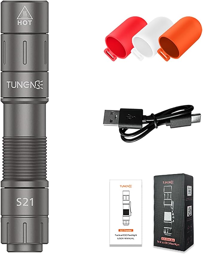 S21 AA Rechargeable Mini Flashlight, 880 High Lumen LED Flashlight, Magnetic Tail Switch EDC Pocket Flashlight, Suitable for Hiking, Camping, Outdoor and Emergency Situations(Gray)