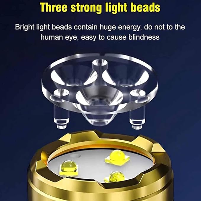 German Three-Eyed Monster Mini Flash Super Power Flashlight, Thumb Flashlight Mini Flashlights, Multi-Functional Mini Pen Clip Flashlight Light Steel High Lumen Rechargeable Waterproof (2Pcs-a)