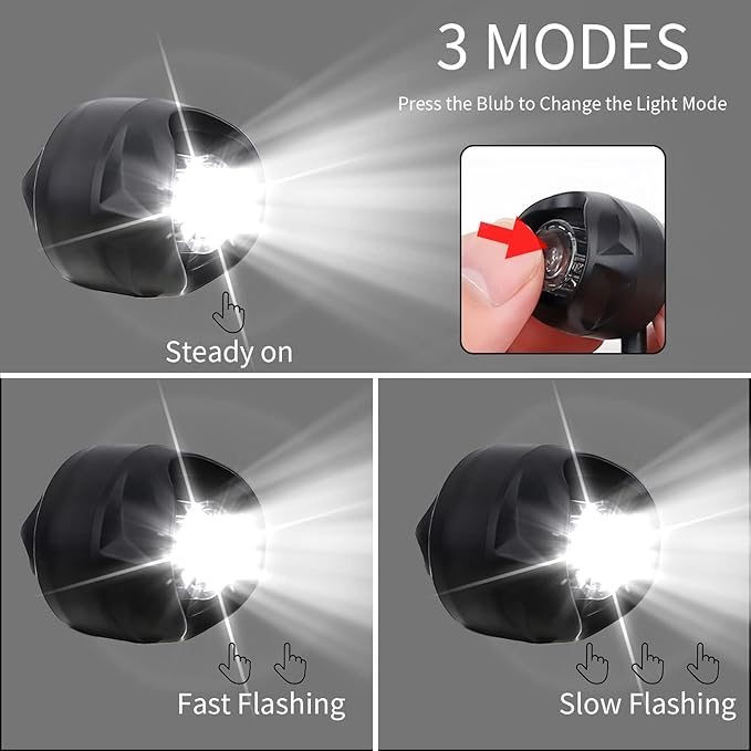 Vergissm Rechargeable Headlights for Croc 2pcs, Flashlights Attachment for Croc, Croc Lights for Shoes with 3 Light Modes for Camping, Dog Walking, Light Charm Accessories for Adult Kid (Red)