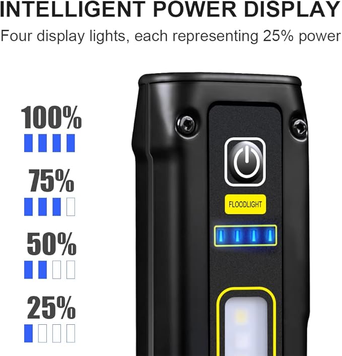 Portable Rechargeable LED Work Light, Mini Magnetic Flashlights for Mechanics with COB Sidelight, Small Multi-Use Waterproof Super Bright Car Repair Emergency Trouble Light