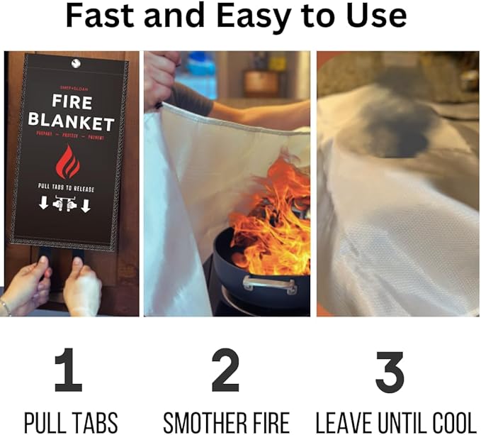 Emergency Fire Blanket for Home and Kitchen | Easy Fire Blankets to Smother a Kitchen fire Fire Extinguisher Blanket Preferred Hero fire Blanket Emergency fire Blankets for Home