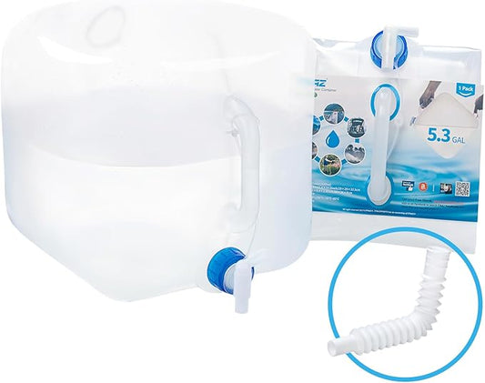 Collapsible Water Container Jug, 5.3 Gallon No BPA Camping Water Carrier Bag with Spigot for Hiking Backpacking RV Outdoors & Emergency, Foldable Portable Survival Kits Used in Hurricane Tonardo