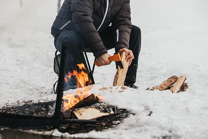 Fiskars Camping Axe XXS X5, Storage and Carrying Case Included, Length: 23 cm, Non-stick Coating, Weight: 480 g, High Steel Blade/Reinforced plastic handle, Orange, 1015617
