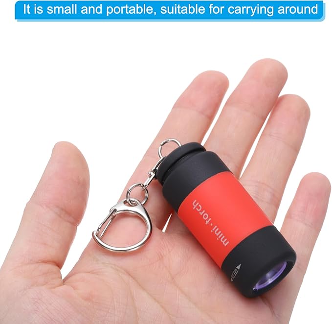 PATIKIL Mini Keychain Flashlight, Pocket LED Flashlight Portable Torch USB Rechargeable for Outdoor Camping Party, Red