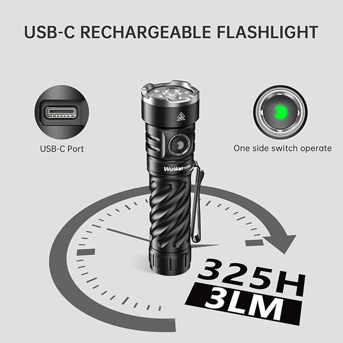 Wurkkos Rechargeable LED Flashlight, TS26S 3100 High Lumens Magnetic Flashlights with Memory Function 191 Meters 5000K Boost Constant Current,IP68 Waterproof for Emergency,Dog Walking,Camping