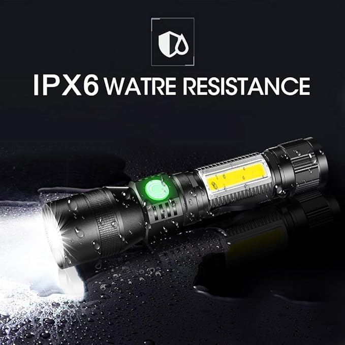 Rechargeable Flashlights, 2 PCS 3 in 1 Super Bright Black Light Flashlights 2000 Lumens, 7 Modes, Zoomable, Waterproof Flash Light Recharchable for Camping, Emergency, Pet Clothing Detection with bag