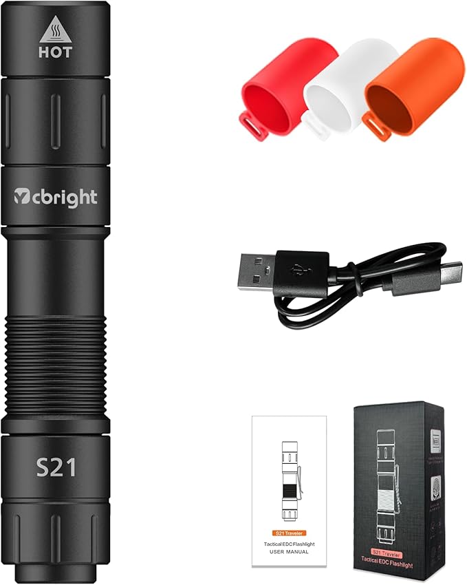 S21 Portable EDC Pocket Flashlight, 880 High Lumen AA Rechargeable Mini Flashlight, Magnetic Tail Switch Light Small Flashlights,Suitable for Outdoor, Camping, Emergency Situations(Black)