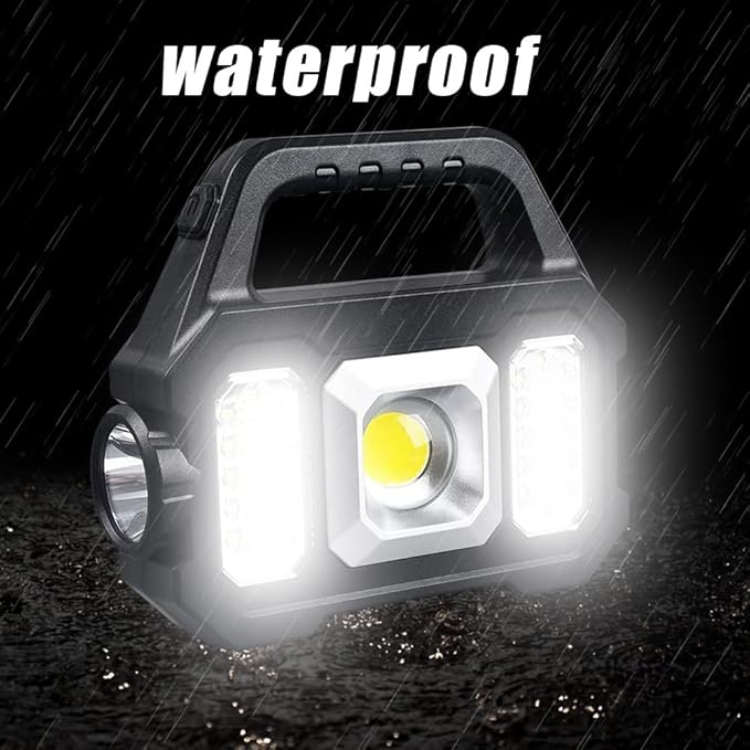 Rechargeable Handheld Light Multifunctional Handheld Flashlight Portable Floodlight Work Light Waterproof LED Searchlight Spotlight with 3 Light Sources 6 Modes for Camping Hiking Emergency 4PACK