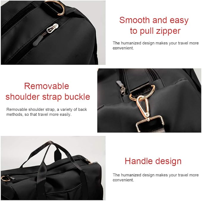 Blackwheel Sports Gym Bag With Shoe Bag Wet Bag Duffle Bag Waterproof Travel Bag for Women Men Black 29L
