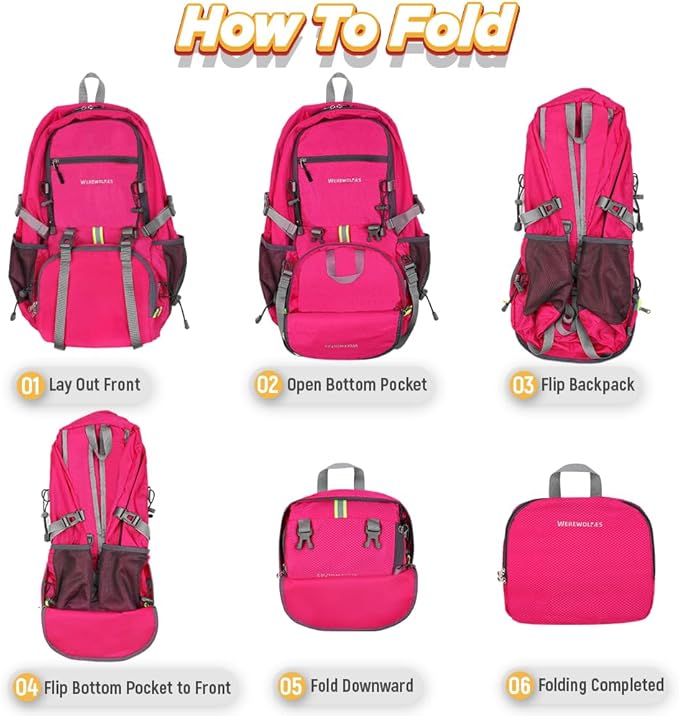 WEREWOLVES 20/35L Lightweight Hiking Backpack, Ultralight Water Resistant Packable Daypack for Women Men