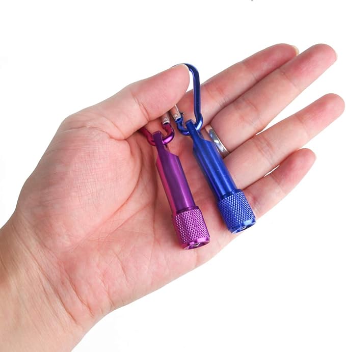 PROLOSO Mini LED Flashlight Keychains Portable Flashlight Keyring Carabiner Toys Bulk for Kids Party Favors Camping Hiking 15 Pcs
