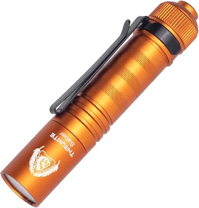 ThruNite BSS Saber 1015 Lumens AA Mini Flashlight Rechargeable, Small EDC Flashlight with Clip High Performance LED Light (Orange)