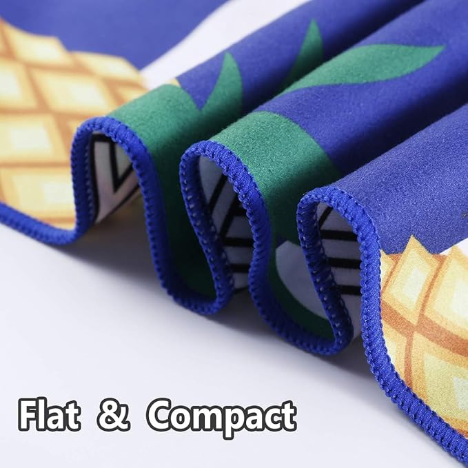 Microfiber Compact Sandproof Pool Beach Towel Blanket Quick Fast Dry Sand Free Proof Outdoor Clearance Thin Camping Travel Swim Towels Personalized Girls Women Men Adults Friend Gift Yellow Pineapple