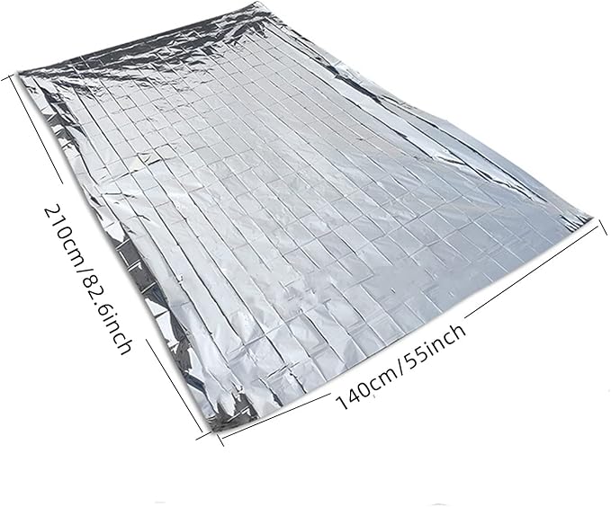 Emergency Mylar Thermal Blankets, Silver Gold Foil Survival Blanket Space Blanket Survival Kit for Outdoors, Camping, Hiking, Survival or First Aid (Silver, 12pcs)