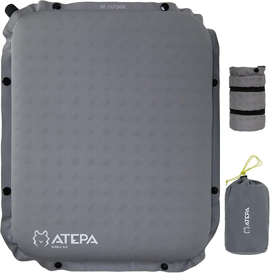 ATEPA Inflatable Stadium Seat Cushion, Self-Inflating Memory Foam Stadium Seats Camping Accessories Chair Pad for Outdoor Airplane Travel Bleacher Patio Backpacking
