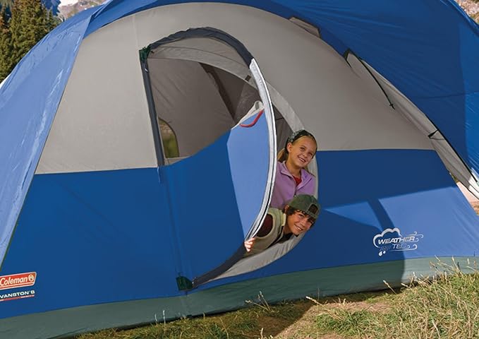 Coleman Montana 8P Family Tent with Waterproof Rainfly & Expandable Carry Bag Spacious Tent Fits 3 Queen Airbeds Sets Up in 15 Minutes