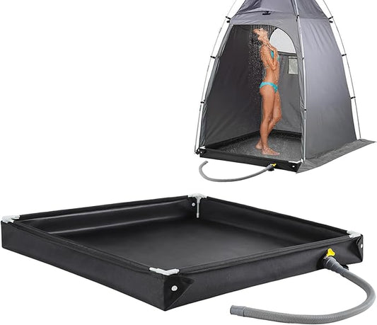 TOBWOLF Portable Shower Pan,Foldable RV Camping Shower Base Outdoor & Indoor,Temporary Showers Floor to Keep Feet Clean for RV, Tent, Awning, Camping, Beach