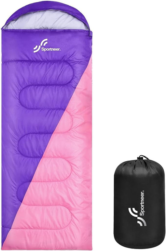 Sportneer Sleeping Bags for Adults, Warm & Cold Weather Sleeping Bag for Adults Kids Boys Girls - Lightweight Compact Camping Gear Equipment, Traveling, Backpacking, Hiking