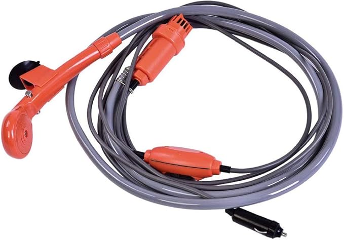 Camping Shower Portable Outdoor Shower Kit 12V Car Plug Vehicle Mounted Shower Kit for Camping Travel, Outdoor Camp Showerhead Kit with Strong Pump, Cable Length: 4.88m/16ft