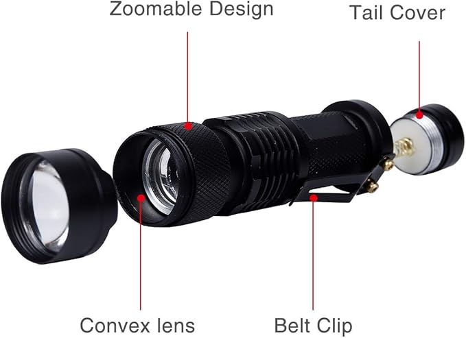 KunHe 6 Pack Small Mini Single Mode Led Handheld Flashlights Aa Battery 1 Mode Flashlight Powerful