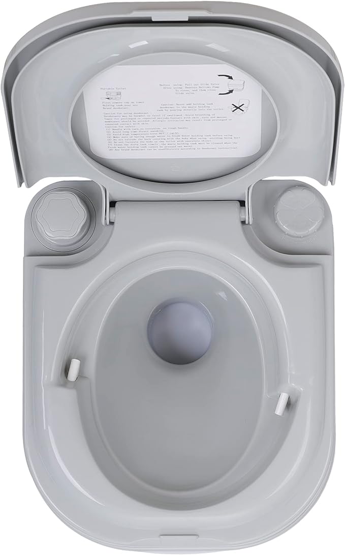 HSM 6.4 Gallon Waste Tank Portable Toilet for Camping RV Boating Fishing Indoor Outdoor Toilet Compact Double-outlet Anti-leak Seal Ring Commode with Travel Bag Sprinkling Bottle