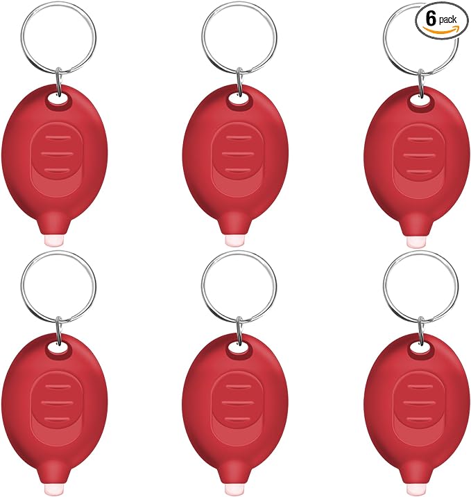 Mini LED Red Light Keychain Flashlight, Small Keychain Flashlight 12 Lumen Portable Pocket Flashlight, Ultra Bright Micro LED Flashlight Red Light Flashlight with Red Shell (6PCS)