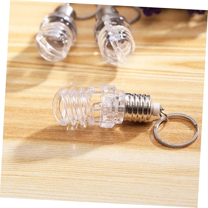STOBOK 10pcs Spiral Light Bulbs Flashlight Keychain Mini Flashlight Keychain Light Lamp Keychain for Kids Adults Hiking Camping Party Favors Goody Bag Fillers Prizes