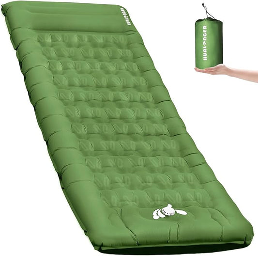Camping Sleeping Pad,5.5" Extra Thick Inflatable Sleeping Pads with Pillow Built-in Foot Pump Sleeping Mat Compact for Camping, Backpacking, Hiking,Traveling Tent
