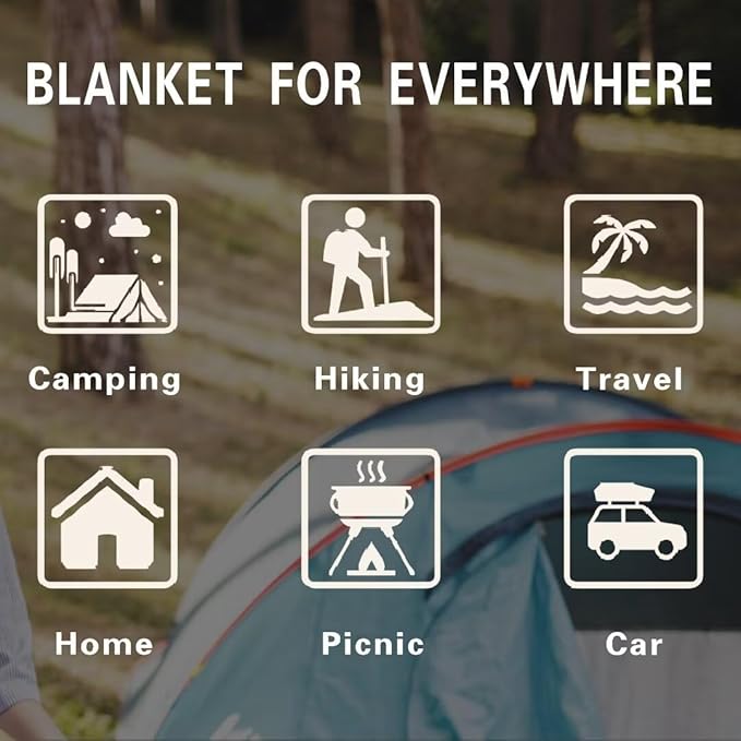 Yizheer Sunset Printed Camping Blanket,Lightweight Down Alternative Puffy Camping Blanket Packable Outdoor Blanket for Camping,Traveling, Stadium, Hiking, Picnics 76" x 54"