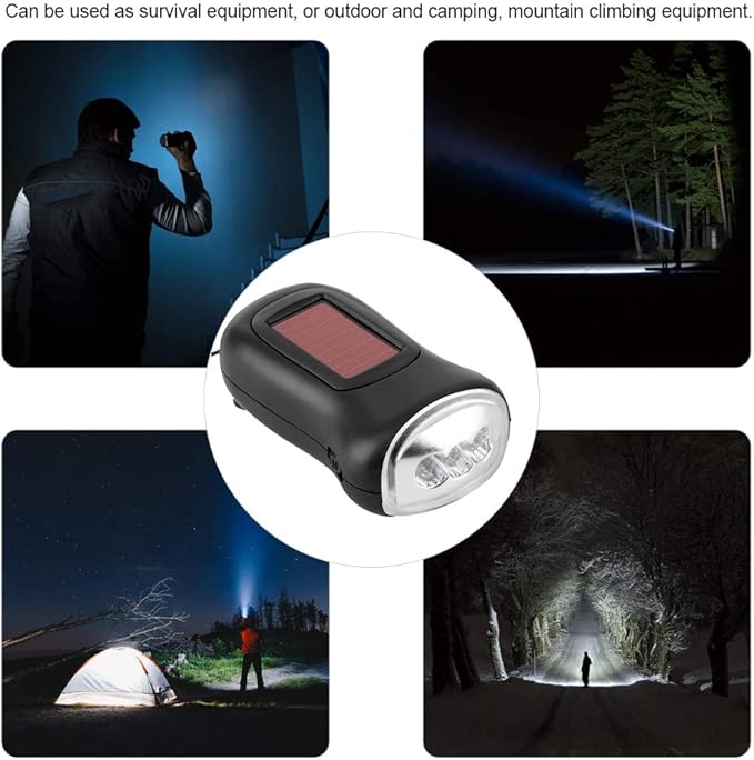 Super Bright Tactical Flashlight, Hand Crank Solar Powered Rechargeable Led Flashlight Portable Spotlight Mini Emergency Flashlight for Camping Hiking Field Survival Gear Power Outages