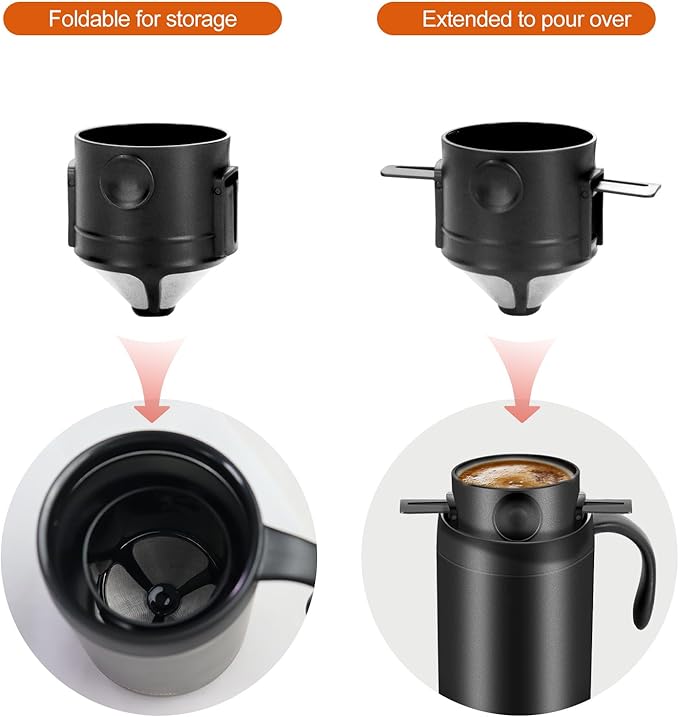 16oz Camping Coffee Maker Pour Over Coffee Maker Set,Camp Pour Over Set,Portable Coffee Kit for Travel, Camping, Offices, Backpacking