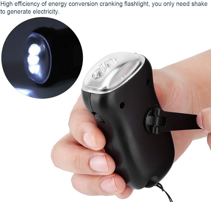 Super Bright Tactical Flashlight, Hand Crank Solar Powered Rechargeable Led Flashlight Portable Spotlight Mini Emergency Flashlight for Camping Hiking Field Survival Gear Power Outages