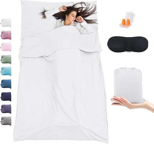 Sleeping Bag Liner,Travel Sheet & Adult Sleep Sack, Camping Sheets Travel Sleep Sack for Backpacking,Hotels & Hostels -Lightweight Single &Double Travel Sheet Camping Sheets