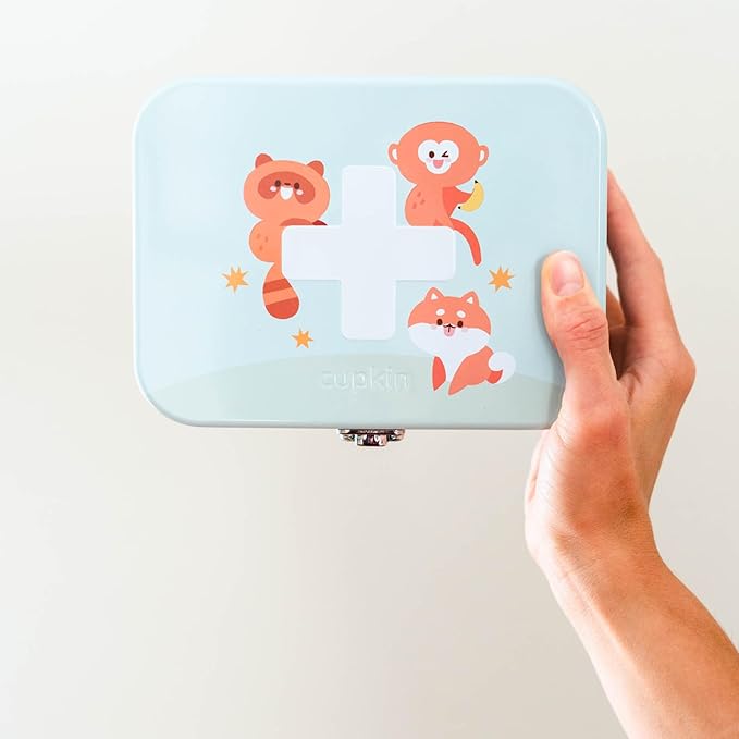 Cupkin Adhesive Bandages for Toddlers and Big Kids, Heal in Style with Fun, Colorful Designs Perfect for Boys and Girls, Comes in Reusable Cute First Aid Kit Metal Tin, Wild Animals, 152 Count