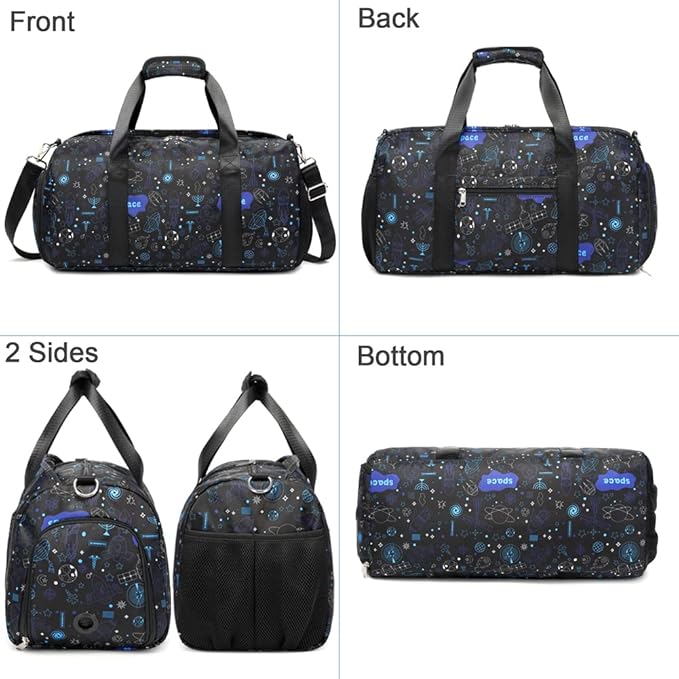 Duffle Bag for Boys Dance Bag Overnight Bags for Girls Boys Weekender Carry On Travel Duffel Sports Gym Bag with Shoes Compartment and Wet Pocket