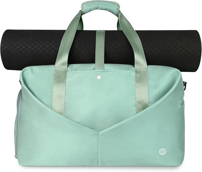 Ceneda 20" Gym Duffel Bag with Wet Pocket Shoes Compartment Portable Overnight Weekender Bag Travel bag Yoga Bag for Women (Mint Green)