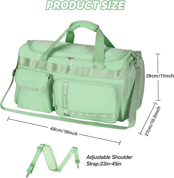 MAXTOP Gym Bag for Women Men Travel Duffle Bag Large Capacity Carry On Weekender Overnight Bag With Shoe Compartment Gym Tote Dry Wet Separation Duffel Bag for Travel